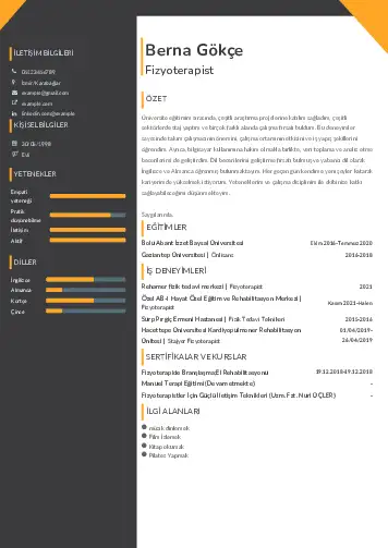Fizyoterapist Cv Örnekleri cv indir